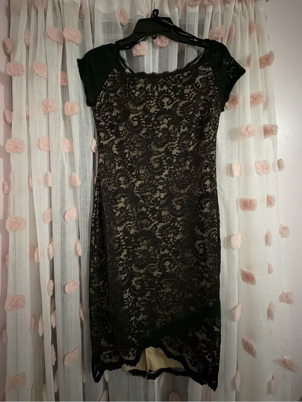 Bisou Bisou Black Lace Dress with Nude Lining